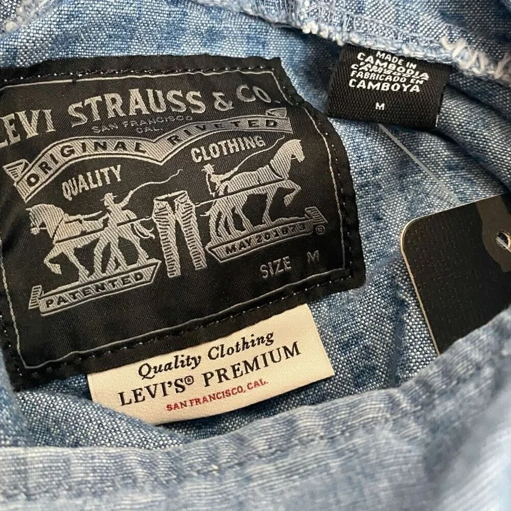Levis Sutro "In The Sky" Seersucker Striped Denim Hooded Anorak Mens size M New - Picture 10 of 12